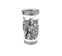 Medieval Knight Warrior Heraldic Shield Sword Art Stainless Steel Insulated Tumbler