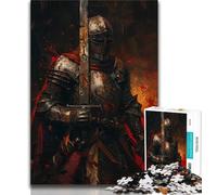 Medieval Knight Warrior Painting 1000 Piece Jigsaw Puzzles for Adults Gifts,Help The Brain Exercise Addictive Toys to Cultivate Patience Suitable for Couples (38x26cm)