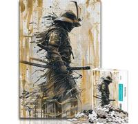 Medieval Knight Warrior Painting 1000 Pieces Jigsaw Puzzle for Adults& Teens,Help The Brain Exercise Addictive Toys to Cultivate Patience Suitable for Couples (38x26cm)