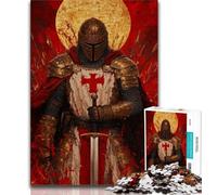 Medieval Knight Warrior Painting Adult Jigsaws 1000 Pieces Difficult,Learning Educational Toys Family Games with Matching Poster And Trivia Sheet 38x26cm
