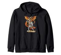 Medieval Knight with Sword and Dragon Shield Zip Hoodie
