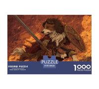 Medieval Knight Wolf Warrior 1000 Piece Jigsaw Puzzle Paper for Adults Night Battle Scene Puzzle Game for Family Home Decor Gift 38x26cm/1000pcs