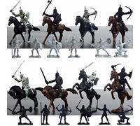 Medieval Knights Figures Toy Soldiers Set with Horses, Plastic Models for Children's Medieval Playset, Historical Army Figures, and Horse Toys, Educational Toy