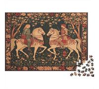 Medieval Knights Jigsaw Puzzles Horses Challenge Toy Educational Games Home Decoration for Adults& Teenager Age 14 Years Up 1000pcs (75x50cm)