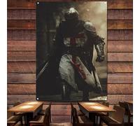 Medieval Knights of Christ History Posters and Prints Wall Art Banner Vintage Knight Templar Wall Hanging Flag Crusades Wall Background Hanging Cloth Home Decor Painting,38X57 inches