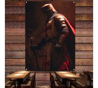 Medieval Knights of Christ History Posters and Prints Wall Art Decorative Banner Vintage Christ Jesus Knight Templar Flag Wall Hanging Tapestry Crusades Paintings Home Decor,38X57 inches