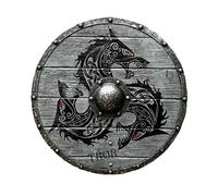 Medieval Larp Warrior Dragon Wooden Viking Round Shield 24" | Home Decor, LARP, Cosplay, Renaissance Fairs, Halloween, Historical Reenactment
