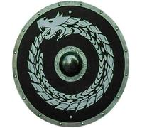 Medieval Larp Warrior Wood & Steel Shield | Dragon Viking Round Shield | Armor Shield