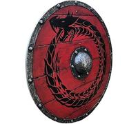 Medieval LARP Warrior Wood & Steel Viking Round Shield Armor Templar Shield 24 inch Handmade Shield, Red