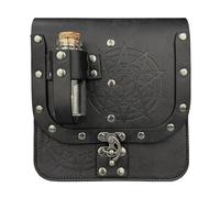 Medieval Leather Belt Bag Waist Pouches with Cork Potion Vials Wizard Waist Bag Halloween Medieval Leather Side Pack Vintage Cosplay Bag