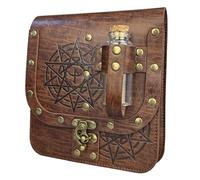 Medieval Leather Belt Bag Waist Pouches with Cork Potion Vials Wizard Waist Halloween Medieval Leather Side Pack Alchemist