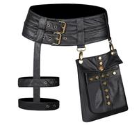 Medieval Leather Belt Bag with Strap PU Leather Mobile Phone Holder Purse Retro Waist Bag Vintage Renaissance Adjustable Belt Fighting for Steampunk Cosplay or Gothic Costume Women