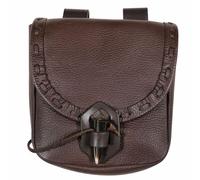 Medieval Leather Belt Pouch - Brown 8x7"