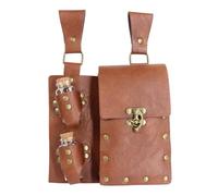 Medieval Leather Belt Pouches with 2 Potion Bottle Halloween Wizard Waist Side Pack Halloween Costume Accessory Fantasy Potion