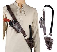 Medieval Leather Belt Sword Frog Holster Adjustable Sword Dagger Frog Sword Holder Knight Shoulder Strap Belt Sword Blade Sheath Holder Renaissance Belt Halloween Knight Pirate Viking Warrior Costume