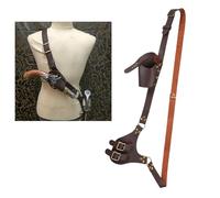 Medieval Leather Belt with Sword Holster Dagger Frog Holder Set Halloween Knight Warrior Pirate Costume Sword Dagger Frog Case Adjustable Shoulder Belt Punk LARP Fancy Dress Sword Blade Sheath Holder