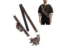 Medieval Leather Belt with Sword Holster Dagger Frog Holder Set Halloween Viking Pirate Scabbard Sheath Knight Shoulder Strap Belt Sword Blade Sheath Holder Punk Warrior LARP Fancy Dress Costume