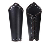 Medieval Leather Bracers Embossed Viking Leather Bracers Leather Arm Armer Cuff Leather Gauntlet Wristband Gauntlet for Men, Hbr001-black, Adjustable