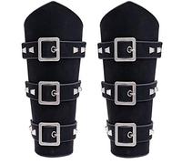 Medieval Leather Bracers Viking Leather Arm Guards Archery Guards Bracers Leather Gauntlet Armband for Men Women, Hbr015-buckle Nail-black, common