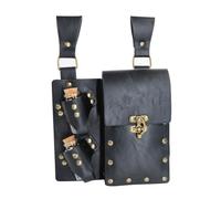 Medieval Leather Fanny Pack with 2 Potion Bottles Medieval Leather Side Bag Wizard Side Bag Halloween Waist Bag Vintage Waist Bag, Black, One Size, Mass Beauty