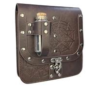 Medieval Leather Side Pack with Corked Potion Bottle Wizard Waist Bag Belt Bag Halloween Waist Pouches Antique Wallet