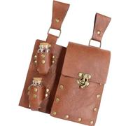 Medieval Leather Side Pack Wizard Waist Pouches Side Pack Medieval Leather Belt Bag with 2 Potion Bottle for Halloween Cork Vial Holder