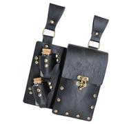 Medieval Leather Side Pack Wizard Waist Pouches Side Pack Medieval Leather Belt Bag with 2 Potion Bottle for Halloween Cork Vial Holder