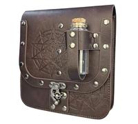 Medieval Leather Side Pack Wizard Waist Pouches with Potion Bottle Leather Belt Bag Side Pack for Adult Cosplay Bag