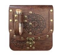 Medieval Leather Side Pack Wizard Waist Pouches with Potion Bottle Leather Belt Bag Side Pack for Adult Cosplay Pouches