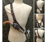 Medieval Leather Sword Frog Rapier Sword Holder Holster Belt Vintage Shoulder Sword Sheath Weapon Frog Carry Case Warrior Knight Pirate LARP Cosplay Costume Accessory for Men Women (Brown)