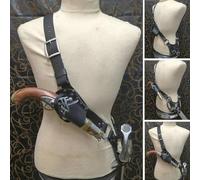 Medieval Leather Sword Frog Rapier Sword Holder Holster Belt Vintage Shoulder Sword Sheath Weapon Frog Carry Case Warrior Knight Pirate LARP Cosplay Costume Accessory for Men Women (Black)