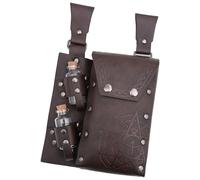 Medieval Leather Waist Bag with 2 Corked Potion Bottle Holder for Halloween Medieval Leather Side Pack Wizard Waist Bag Medieval Belt Pouches