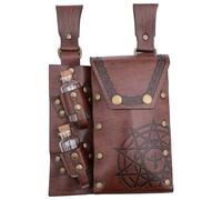 Medieval Leather Waist Bag Wizard Waist Pouches Side Pack with 2 Cork Potion Bottle Holder Medieval Leather Belt Bag