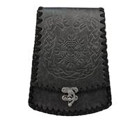Medieval Leather Waist Pack for Men Women Role Play Vintage Embossed Leather Belt Bag Medieval Waist Bag Coin Basic Costume Accessories, a