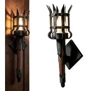 Medieval LED Torch Wall Sconce, Gothic Castle Decor, Torch & Wall Mount42cm | Mounted Sconce For Flame Effect, For Indoor Outdoor Patio Porch Home Room Farmhouse Castle Bar Halloween Party Haunted House