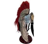 Medieval Leonidas Roman Helmet Silver Steel Plume Crest Helmet Historical Knight combat Warrior LARP helmet Crusader Roleplay Cosplay costume Halloween