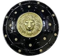 Medieval Lion Shield Round Shield Battle-Worn Warrior Metal Knight's LARP/Halloween/Cosplay Shields