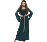 Smiffys Medieval Maid Costume, Green with Dress & Headband, Historical Fancy Dress, Medieval Dress Up Costumes for Women