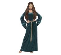 Smiffys Medieval Maid Costume, Green with Dress & Headband, Historical Fancy Dress, Medieval Dress Up Costumes