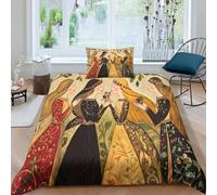 Medieval Manuscript Painting Duvet Cover 3 Piece 3D Print Modern Aristocratic Woman Quilt Bedding Set With Pillowcase, Microfibre Comforter Cover Single（135x200cm）