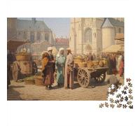 Medieval Market Jigsaw Puzzles. 38x26cm/1000pcs French Merchants And Arab Buyers Whimsical Challenge Toy for Educational Games Gifts