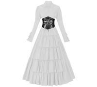 Medieval Maxi Dress Women's Long Sleeve Renaissance Dresses Women's with Corset Victorian Palace Evening Dress Elegant Vintage Party Dress Halloween Carnival Party Costume Princess Queen Outfit