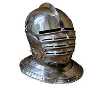 Medieval Maximilian Fluted Armet Helmet, Wearable Knight's Full Plate Armour Helm, 16th Century German Style for Re-enactment & Display(Stainless steel)