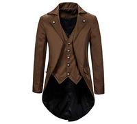 Medieval Men's Jacket, Retro Steampunk Coat, Victorian Renaissance Coat with Buttons Costume for Halloween Carnival Tailcoat Gentleman Pirates Vampire Cosplay Uniform