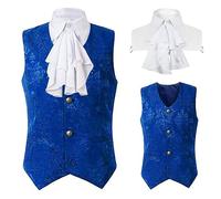 Medieval Men's Ruffled Collar Jacket Costume Halloween Jacquard Top Renaissance Classic Buttons Chic Sleeveless Top for Punk Goth Cosplay Vintage Victorian Court