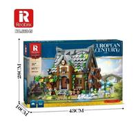 Reobrix Medieval Watermill Building Set - 1873 PCS Medieval House with Rotating Water Wheel, Architecture Collectible Building Bricks Kit for Adults and Medieval Village Fans