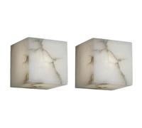 Medieval Minimalist Marble Wall Lamp, 4.7 Inch Square Alabaster Wall Light, Creative Minimalist Wall Sconce, Wall Mounted Lamp for Living Room Bedroom Staircase Hallway Dresser