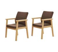 Medieval Modern Style Decorative Chairs, Set of Two, Armchair, Soft Cushioned Chair, Solid Wood Dining Chair, Linen Fabric, Suitable for Kitchens, cafes, and Living Rooms B