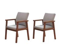 Medieval Modern Style Decorative Chairs, Set of Two, Armchair, Soft Cushioned Chair, Solid Wood Dining Chair, Linen Fabric, Suitable for Kitchens, cafes, and Living Rooms C