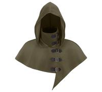 Medieval Monk Coat Costume Cape Hooded Halloween Cosplay Outfit Historical Priest Gown for Performance (Green, One Size)